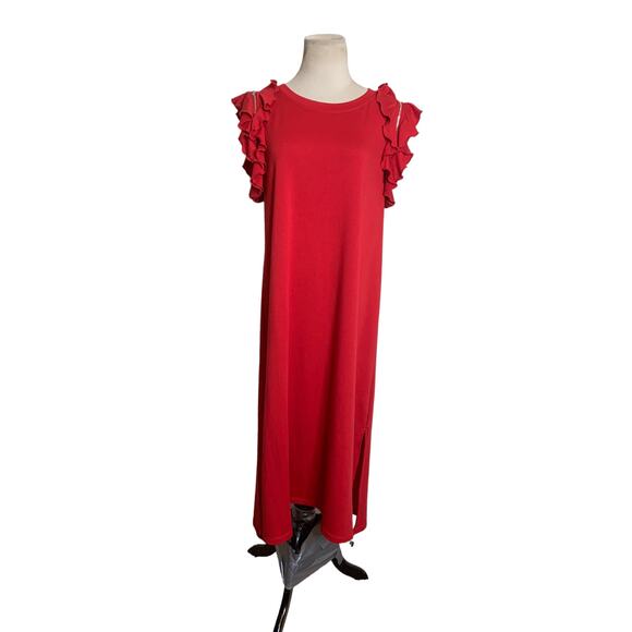 Violet Weekend red ruffled sleeves maxi dress size large - Picture 12 of 12